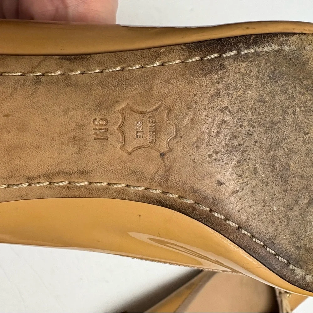 Tory Burch Chelsea Block Heel Tan Nude Women's Shoes Patent Leather size 9